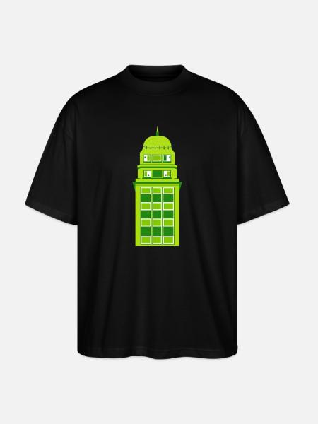 Retro Green Tower Clock - Stanley/Stella Oversized Unisex Organic T-shirt Blaster 2.0 - black