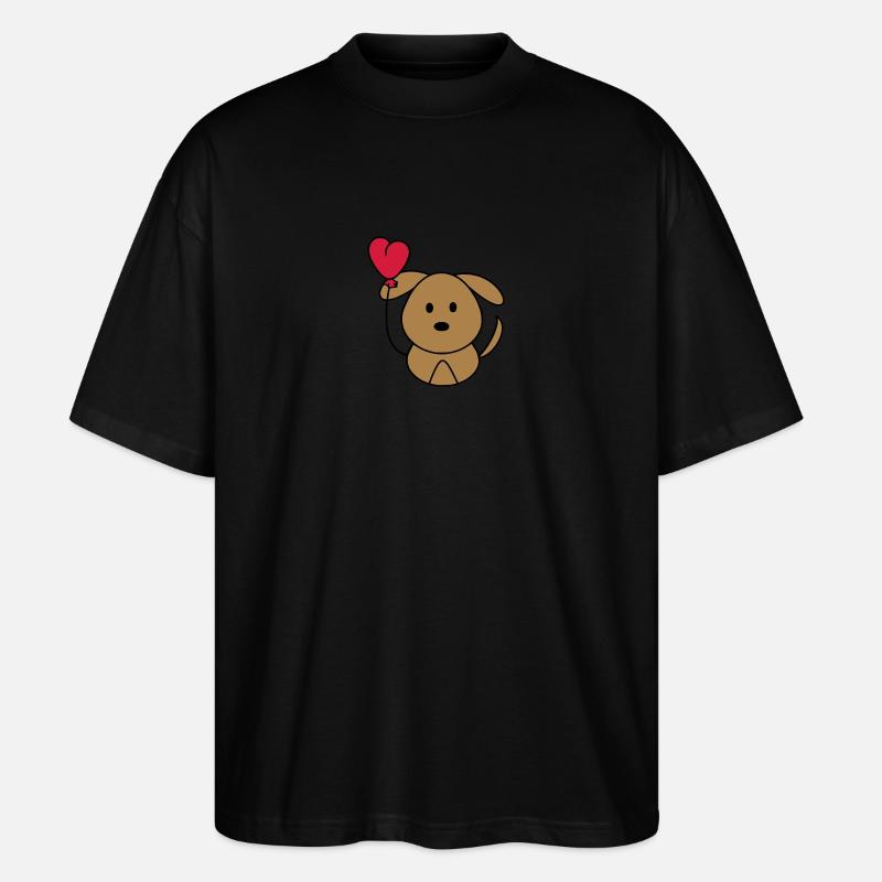 Hundi mit Herzballon - Stanley/Stella Oversized Unisex Bio T-Shirt Blaster 2.0 - Schwarz