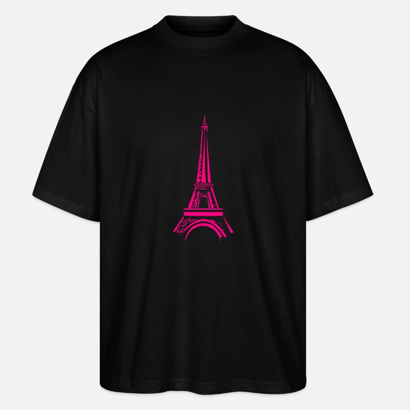 Rosa Eiffelturm - Stanley/Stella Oversized Unisex Bio T-Shirt Blaster 2.0 - Schwarz