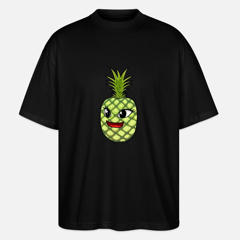 Fruit Foxes Fruit Summer Pineapple - Stanley/Stella Oversized Unisex Organic T-shirt Blaster 2.0 - black