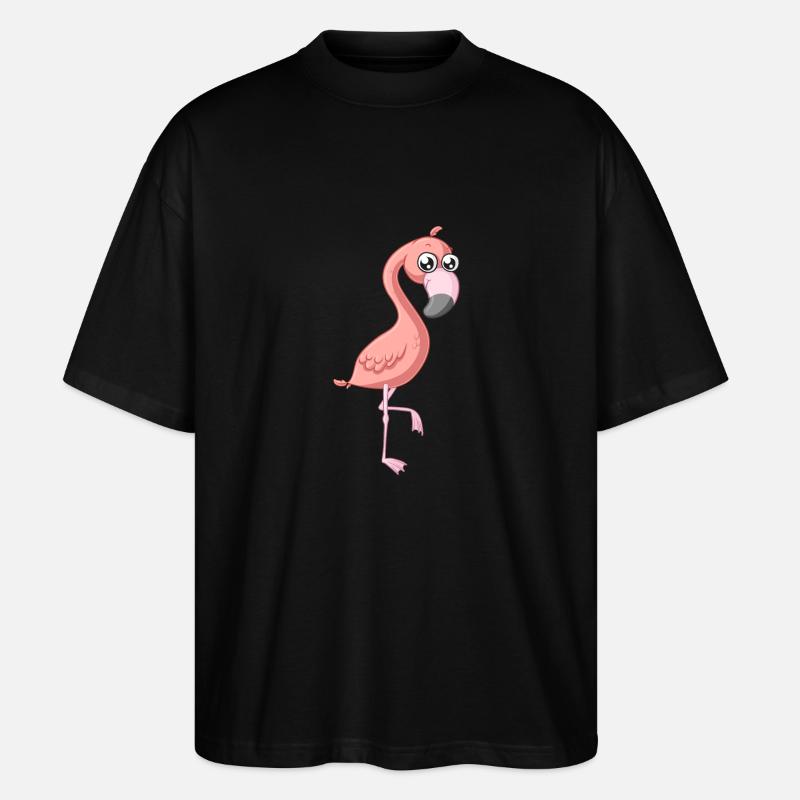 Süßer Comic Flamingo - Stanley/Stella Oversized Unisex Bio T-Shirt Blaster 2.0 - Schwarz