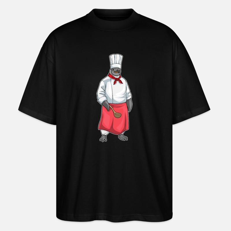 Pinguin Koch Kochmütze Kochen - Stanley/Stella Oversized Unisex Bio T-Shirt Blaster 2.0 - Schwarz