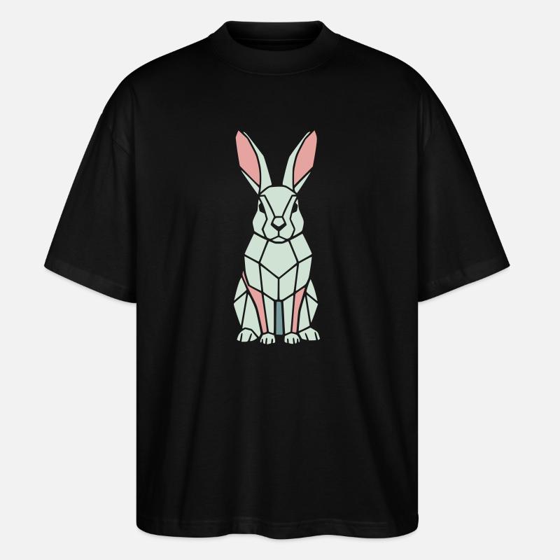 Geometric Bunny Low Poly Modern - Stanley/Stella Oversized Unisex Organic T-shirt Blaster 2.0 - black