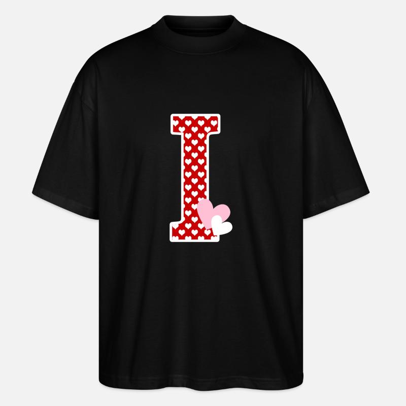 Buchstabe i Herz - Stanley/Stella Oversized Unisex Bio T-Shirt Blaster 2.0 - Schwarz