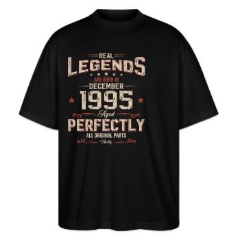30e anniversaire Original Décembre 1995 Volume 95 - T-shirt bio Blaster 2.0 coupe oversize Stanley/Stella Unisexe - noir - Devant - Alina (178cm) & Michal (187cm)