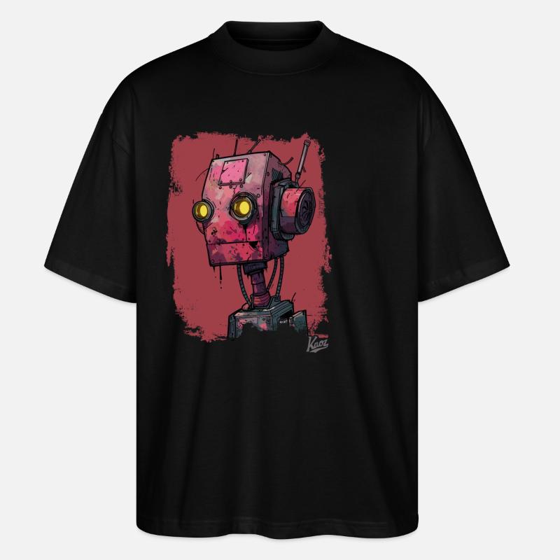 Robot de ferraille rouge triste - T-shirt bio Blaster 2.0 coupe oversize Stanley/Stella Unisexe - noir