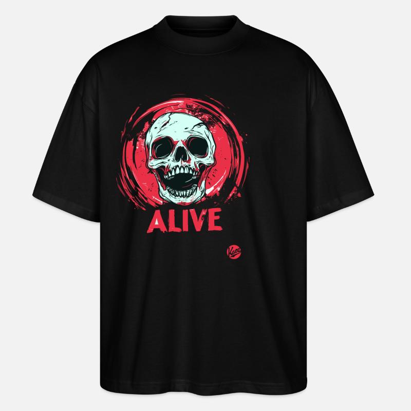 Lebendiger Totenkopf - Stanley/Stella Oversized Unisex Bio T-Shirt Blaster 2.0 - Schwarz