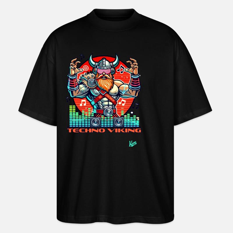 Techno-Musik Wikinger - Stanley/Stella Oversized Unisex Bio T-Shirt Blaster 2.0 - Schwarz