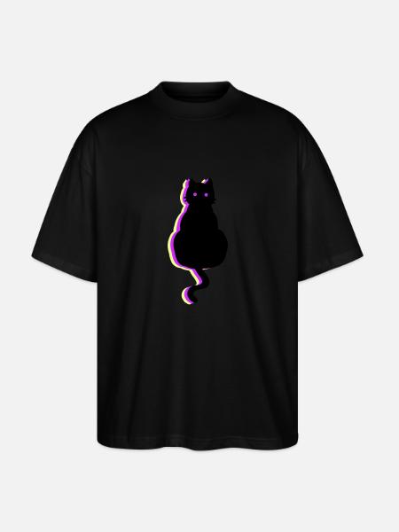Leuchtkatze pink - Stanley/Stella Oversized Unisex Bio T-Shirt Blaster 2.0 - Schwarz