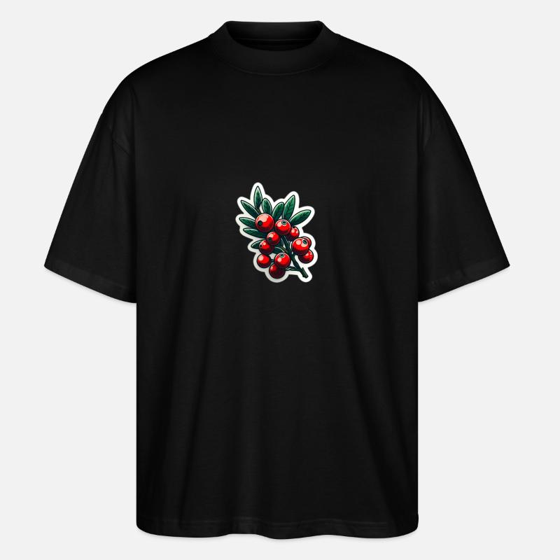 Red berry branch - Stanley/Stella Oversized Unisex Bio T-Shirt Blaster 2.0 - Schwarz