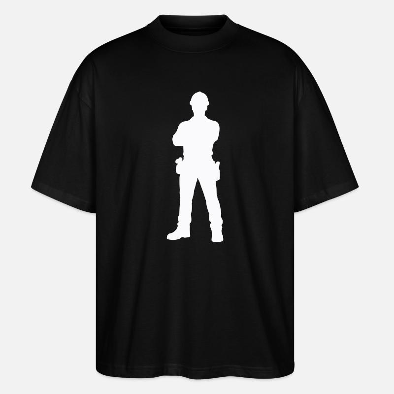 Bauarbeiter Bau Silhouette - Stanley/Stella Oversized Unisex Bio T-Shirt Blaster 2.0 - Schwarz