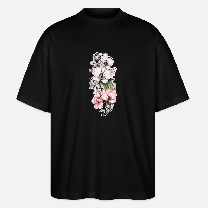 Orchidee rankend - Stanley/Stella Oversized Unisex Bio T-Shirt Blaster 2.0 - Schwarz