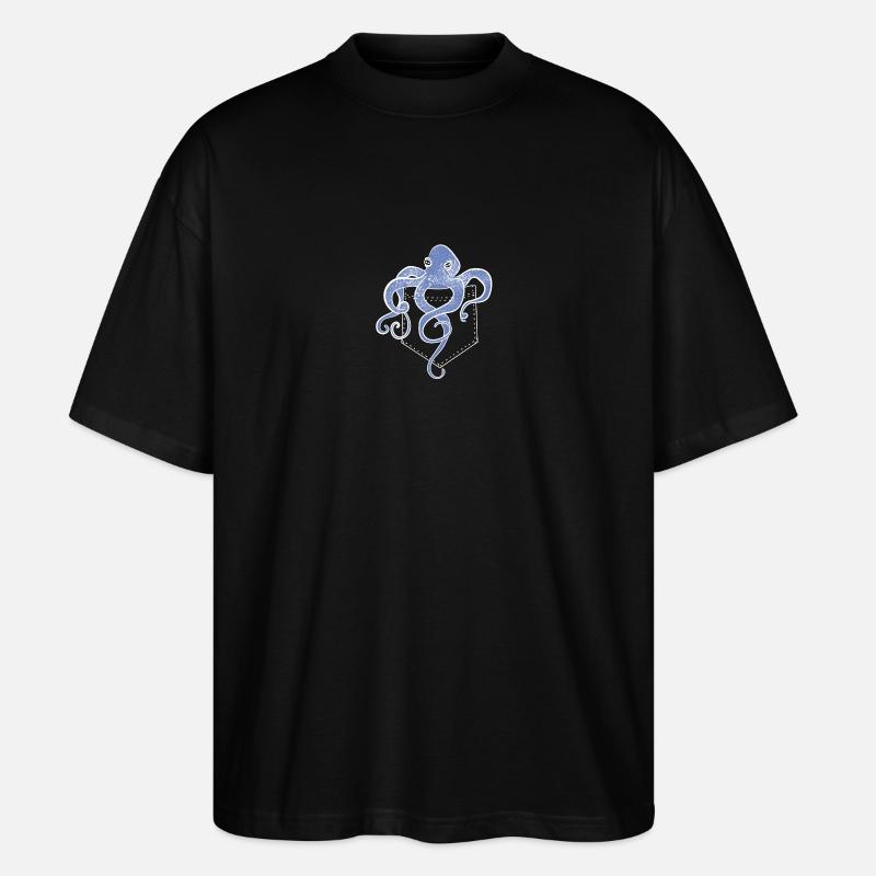 Bleu mignon Octopus - T-shirt bio Blaster 2.0 coupe oversize Stanley/Stella Unisexe - noir