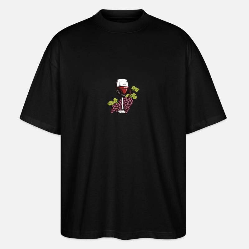 Weinglas Trauben Wein - Stanley/Stella Oversized Unisex Bio T-Shirt Blaster 2.0 - Schwarz