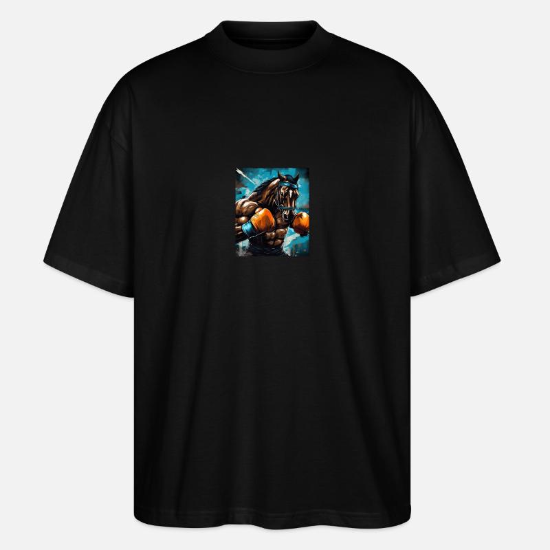 Pferd Boxer Boxen - Stanley/Stella Oversized Unisex Bio T-Shirt Blaster 2.0 - Schwarz
