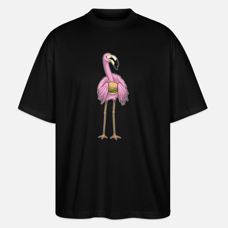 Flamingo Cheeseburger - Stanley/Stella Oversized Unisex Organic T-shirt Blaster 2.0 - black