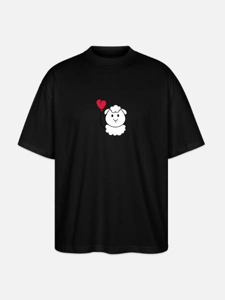 Schäfchen mit Herzballon - Stanley/Stella Oversized Unisex Bio T-Shirt Blaster 2.0 - Schwarz