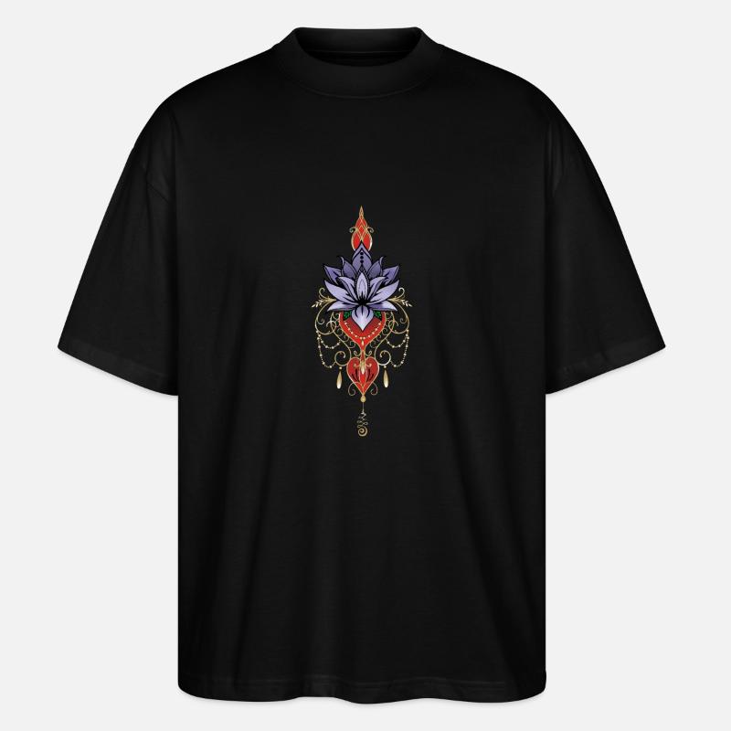 Indigo-Lotus-Chakren unalome - Stanley/Stella Oversized Unisex Bio T-Shirt Blaster 2.0 - Schwarz