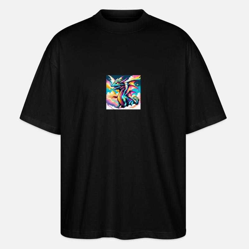 Drache mit Regenbogen - Stanley/Stella Oversized Unisex Bio T-Shirt Blaster 2.0 - Schwarz