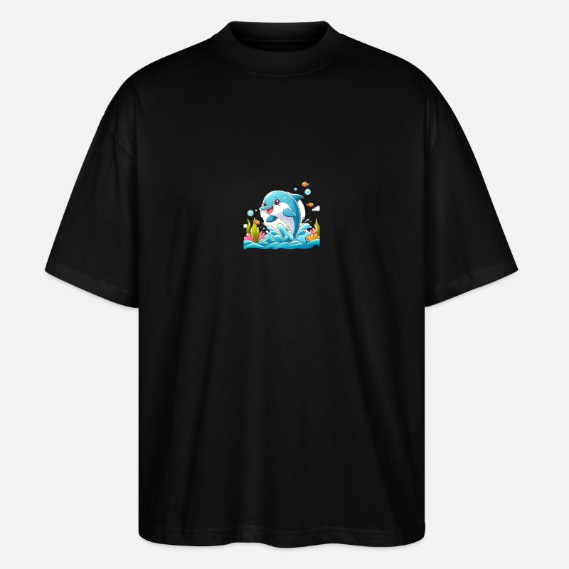 Delfin-Karikatur 2 - Stanley/Stella Oversized Unisex Bio T-Shirt Blaster 2.0 - Schwarz