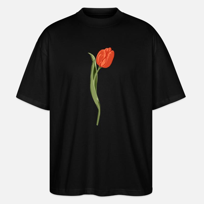 Lebendige rote Tulpe Illustration - Stanley/Stella Oversized Unisex Bio T-Shirt Blaster 2.0 - Schwarz