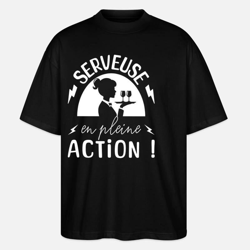 Serveuse En Action Serveuse Humour - T-shirt bio Blaster 2.0 coupe oversize Stanley/Stella Unisexe - noir