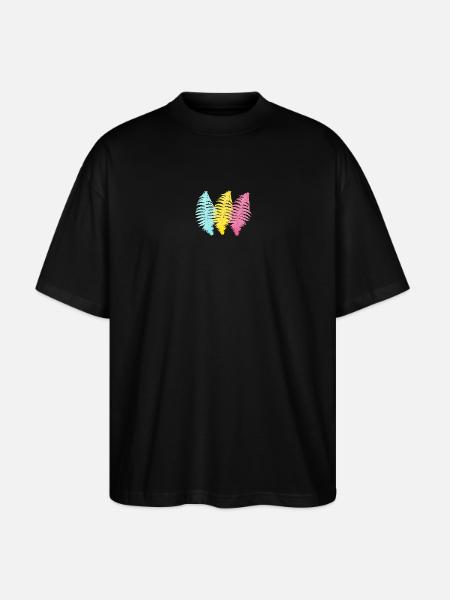 Pastel Palm Trio Print - Stanley/Stella Oversized Unisex Organic T-shirt Blaster 2.0 - black