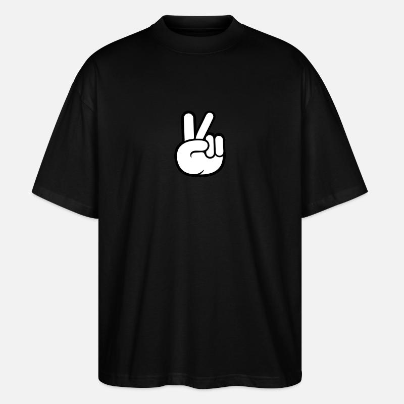 Peace sign hand peace cool - Stanley/Stella Oversized Unisex Organic T-shirt Blaster 2.0 - black