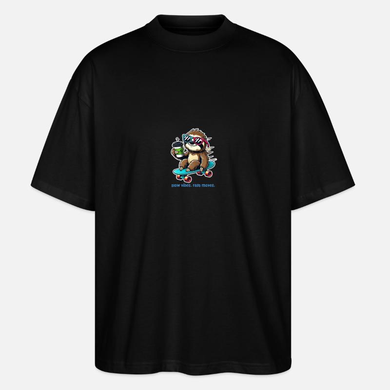 Faultier Skateboard - Stanley/Stella Oversized Unisex Bio T-Shirt Blaster 2.0 - Schwarz