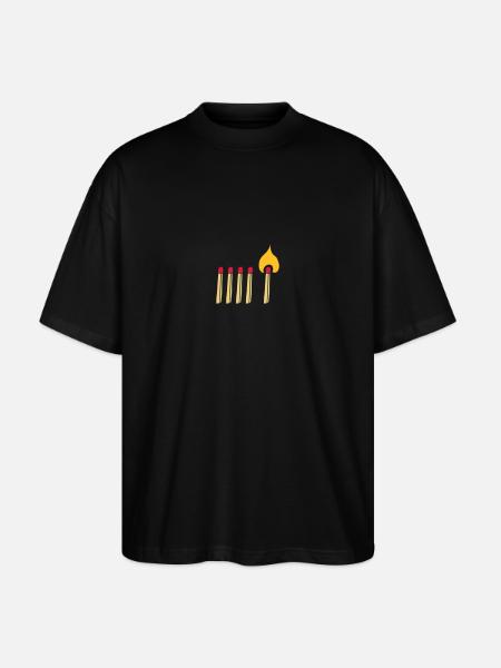 Fyrstikk fyrstikker brann brenne Brann brenning - Stanley/Stella Blaster 2.0 Økologisk Oversized Unisex T-skjorte - svart