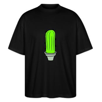 Kaktus Pflanze Stachelig Stacheln Wüsten Kakteen - Stanley/Stella Oversized Unisex Bio T-Shirt Blaster 2.0 - Schwarz - Vorne - Alina (178cm) & Michal (187cm)