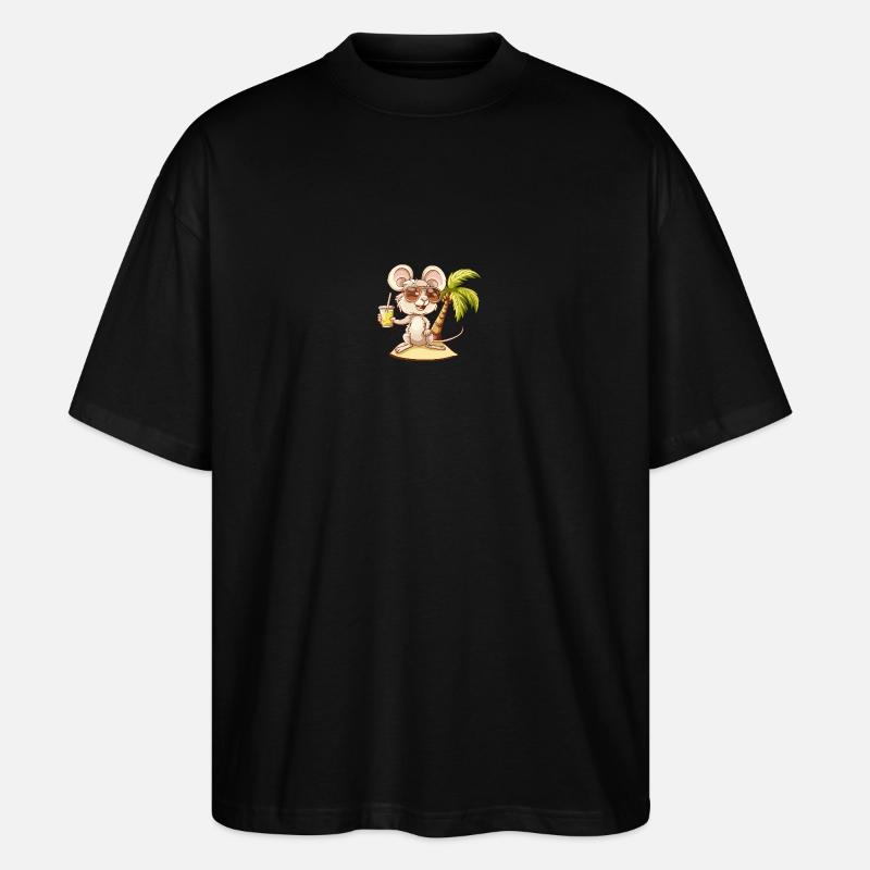 Mouse Summer Beach Comic - Stanley/Stella Oversized Unisex Organic T-shirt Blaster 2.0 - black