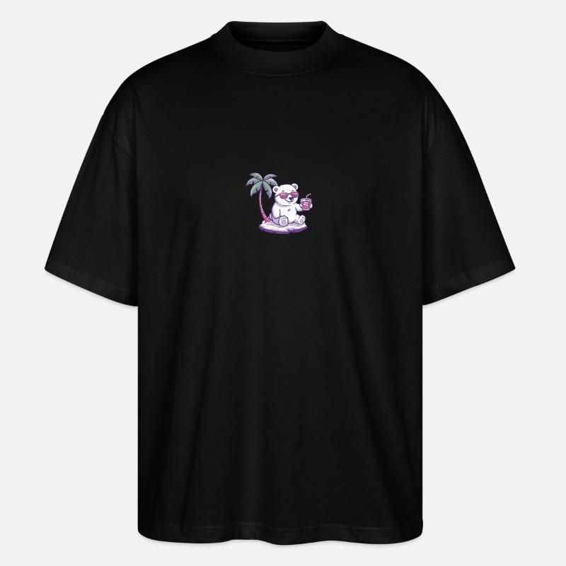 Polar Bear Summer Beach Comic - Stanley/Stella Oversized Unisex Organic T-shirt Blaster 2.0 - black