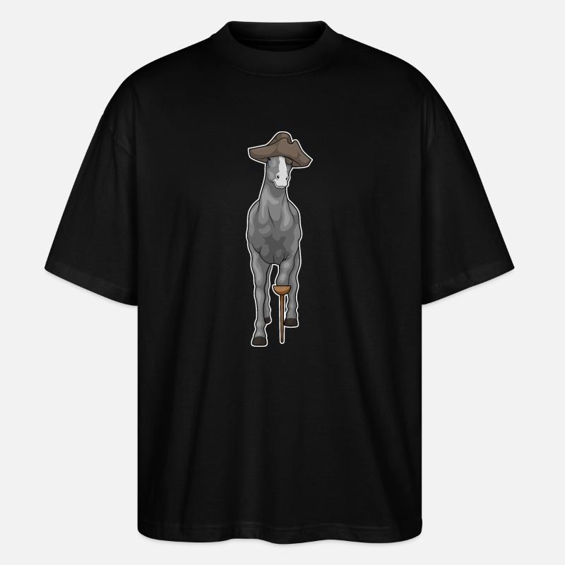 Pferd Pirat Holzbein - Stanley/Stella Oversized Unisex Bio T-Shirt Blaster 2.0 - Schwarz