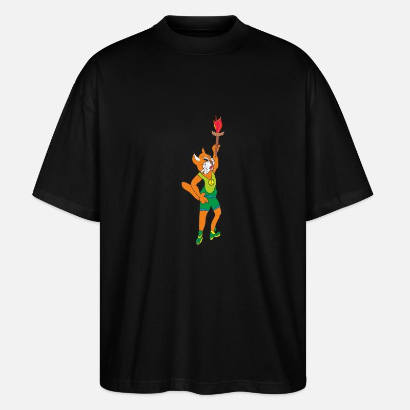 Katze mit einer Fackel - Stanley/Stella Oversized Unisex Bio T-Shirt Blaster 2.0 - Schwarz