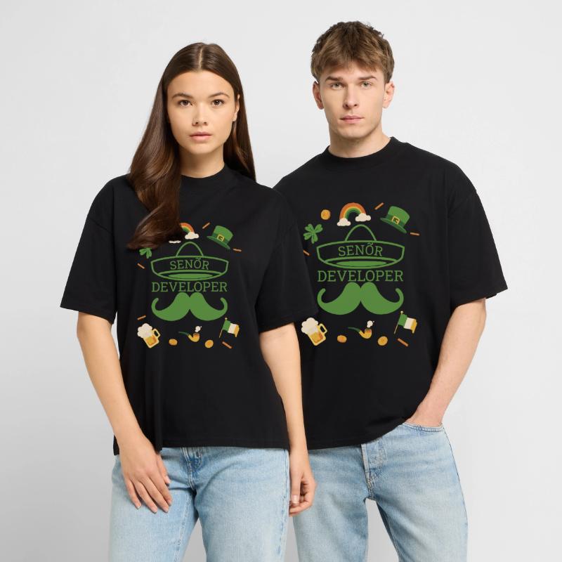 Senior Developer St Patricks Day Programmer Stanley/Stella Oversized Unisex Organic T-shirt Blaster 2.0