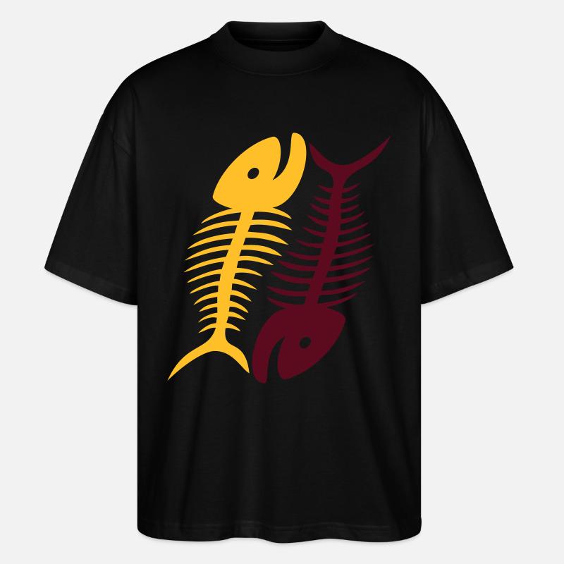 Smiling Fish Bones - Stanley/Stella Oversized Unisex Organic T-shirt Blaster 2.0 - black