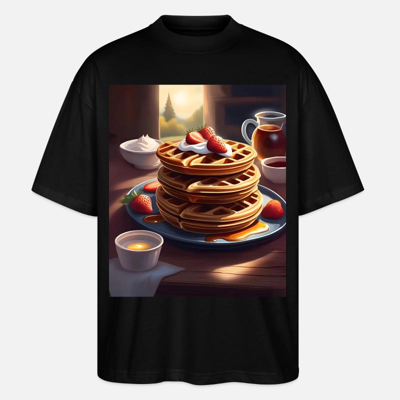 Frühstücks-Pfannkuchen - Stanley/Stella Oversized Unisex Bio T-Shirt Blaster 2.0 - Schwarz