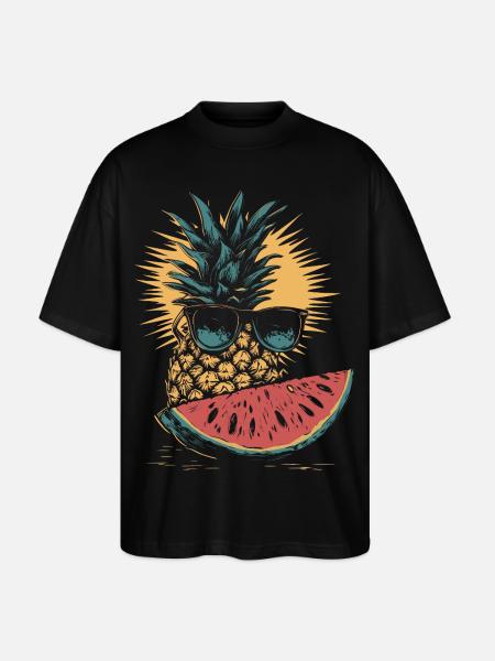 Pineapple and watermelon - Stanley/Stella Oversized Unisex Organic T-shirt Blaster 2.0 - black