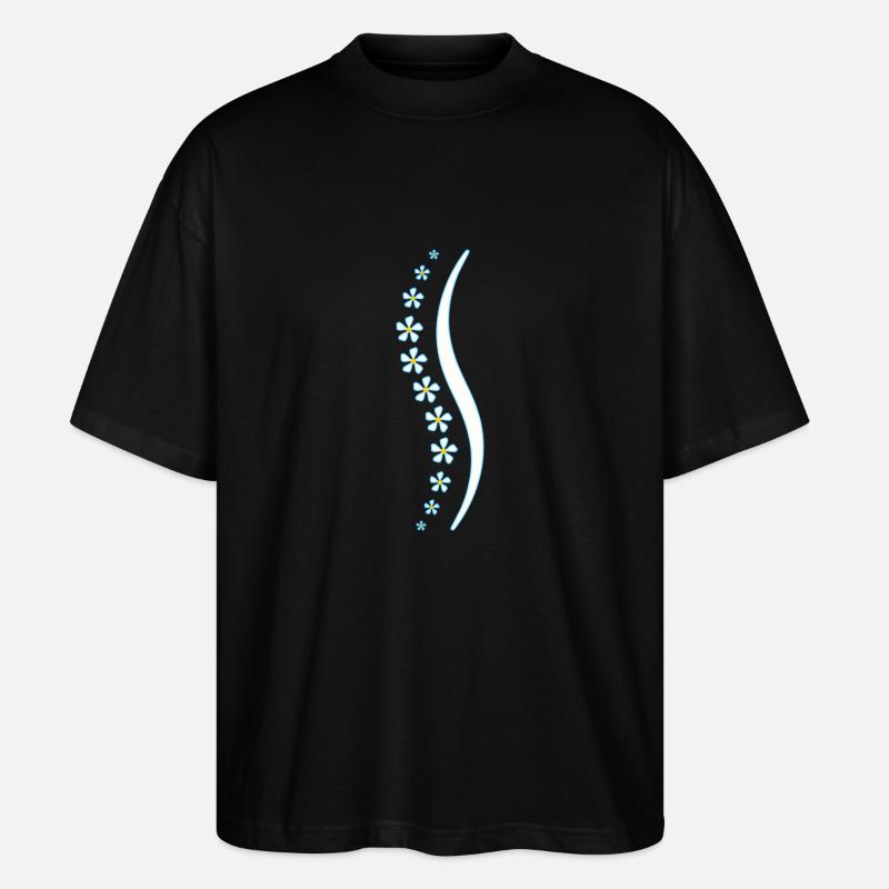 Épine florale bleue - T-shirt bio Blaster 2.0 coupe oversize Stanley/Stella Unisexe - noir