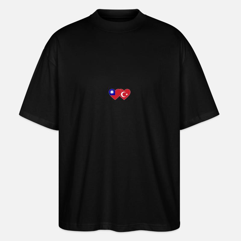 Taiwan Türkiye Flagge Herz - Stanley/Stella Oversized Unisex Bio T-Shirt Blaster 2.0 - Schwarz