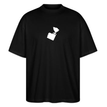 vape + smoke - Stanley/Stella Oversized Unisex Bio T-Shirt Blaster 2.0 - Schwarz - Vorne - Alina (178cm) & Michal (187cm)