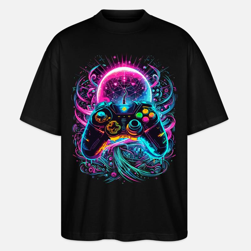 Synthwave Cyberpunk Gaming Controller - Stanley/Stella Oversized Unisex Bio T-Shirt Blaster 2.0 - Schwarz