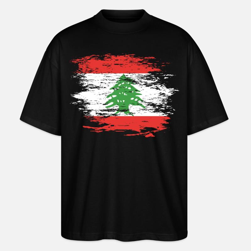 Libanon Flagge used - Stanley/Stella Oversized Unisex Bio T-Shirt Blaster 2.0 - Schwarz