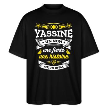 YASSINE UN NOM UNE FIERTÉ AUCUN RIVAL - T-shirt bio Blaster 2.0 coupe oversize Stanley/Stella Unisexe - noir - Devant - Alina (178cm) & Michal (187cm)
