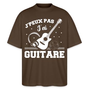 Je Peux Pas J ai Guitare - T-shirt bio Blaster 2.0 coupe oversize Stanley/Stella Unisexe - marron foncé - Devant - Alina (178cm) & Michal (187cm)