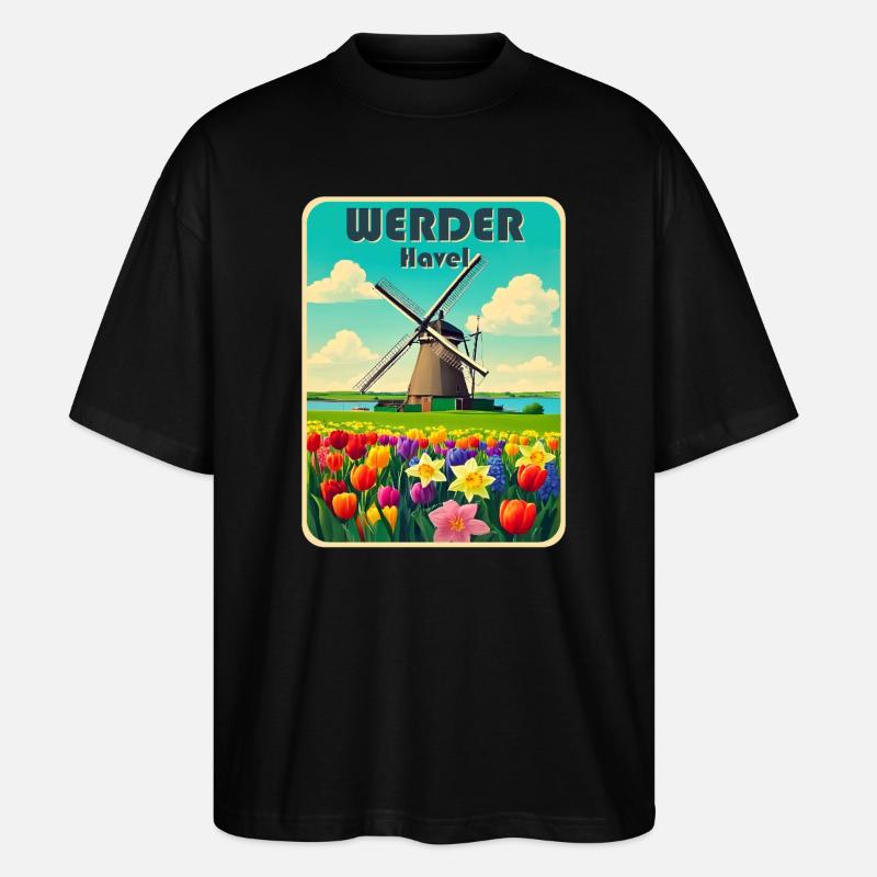 Werder Havel Windmühle - Stanley/Stella Oversized Unisex Bio T-Shirt Blaster 2.0 - Schwarz
