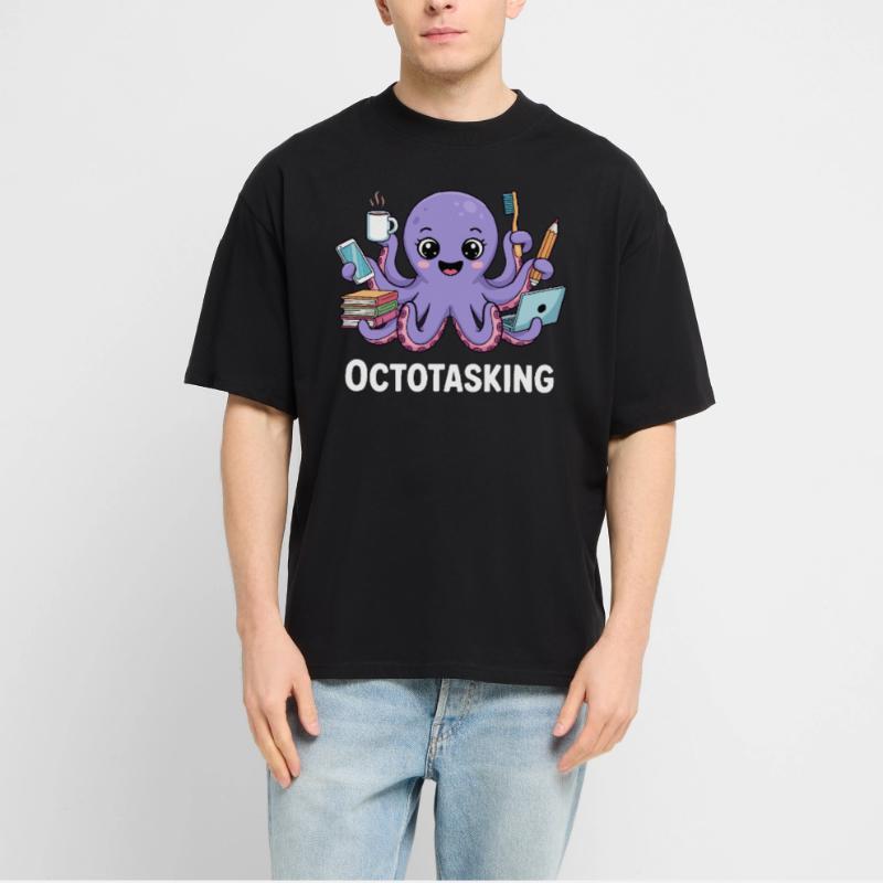 Octotasking Creature in Multitask Mode Stanley/Stella Oversized Unisex Organic T-shirt Blaster 2.0