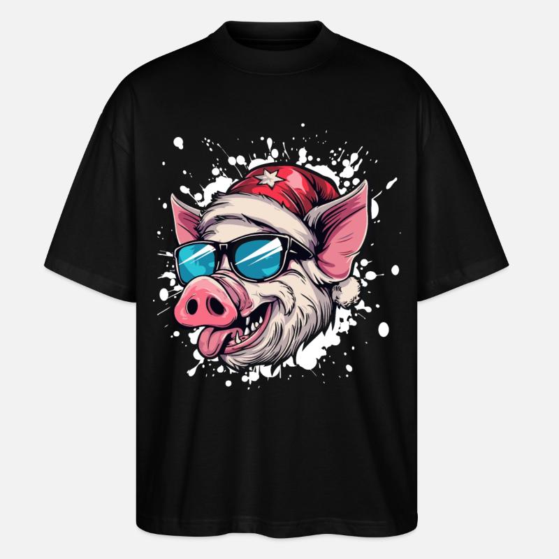 Cochon Noël Drôle - T-shirt bio Blaster 2.0 coupe oversize Stanley/Stella Unisexe - noir