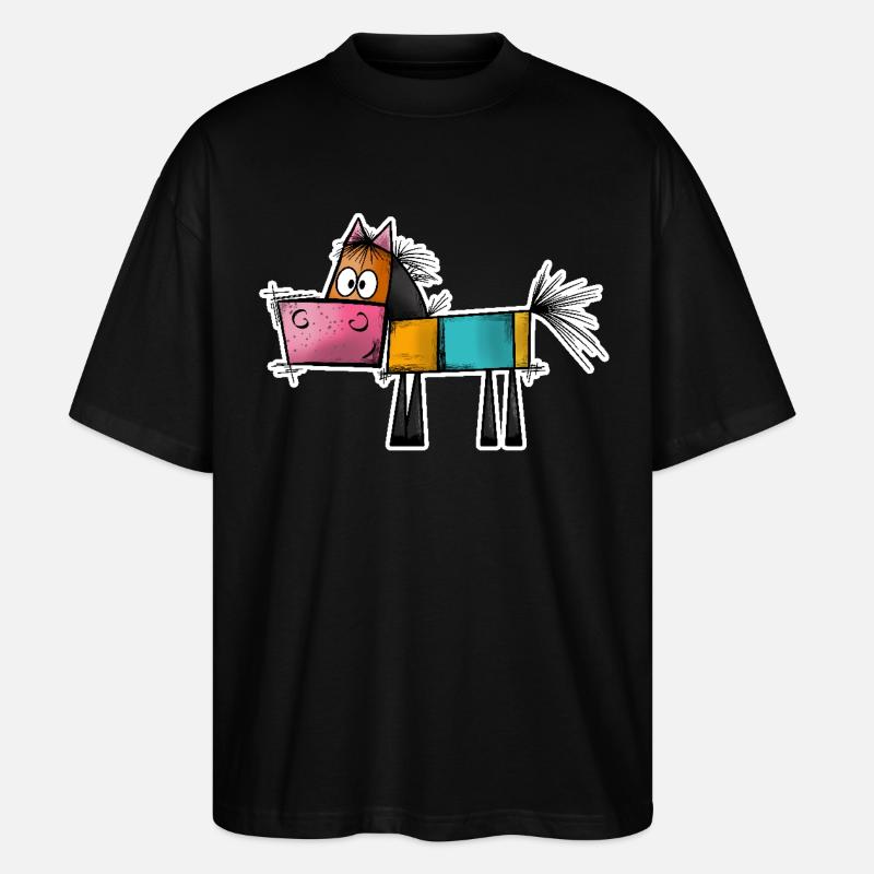 Abstrakte Kunst Pferd - Stanley/Stella Oversized Unisex Bio T-Shirt Blaster 2.0 - Schwarz